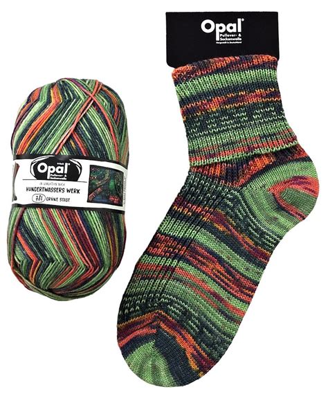 Opal 4 Ply 4052 Hundertwasser's Werk (781) Green City with wool and nylon